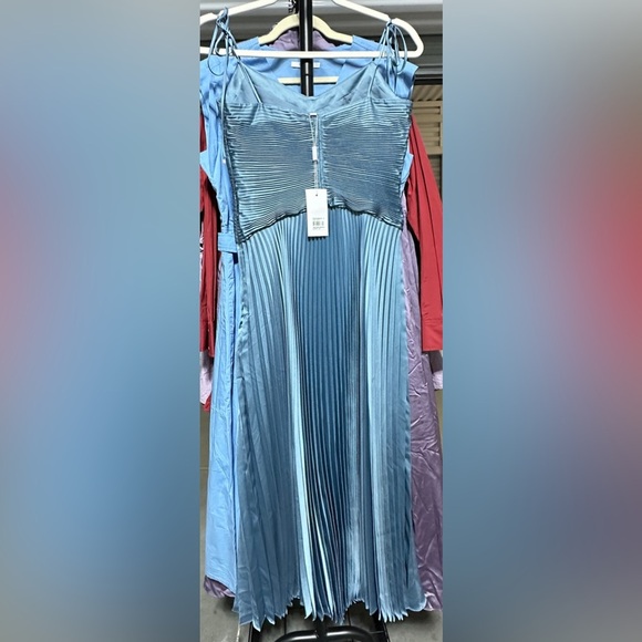 Derek Lam 10 Crosby | Rochelle Pleated Satin-Crepe Midi Dress - Picture 4 of 5